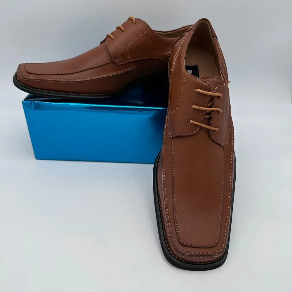 NWOT Masimo NY ‎ Men's Faux Leather Lace Oxford Dress Shoes, Size 13, Saddle Tan
